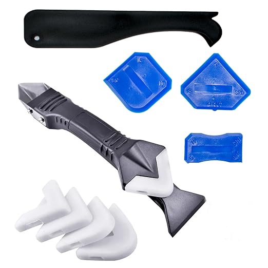 3 in 1 Silicone Caulking Tools（Stainless Steelhead）, Sealant Finishing Tool by YOBZUO