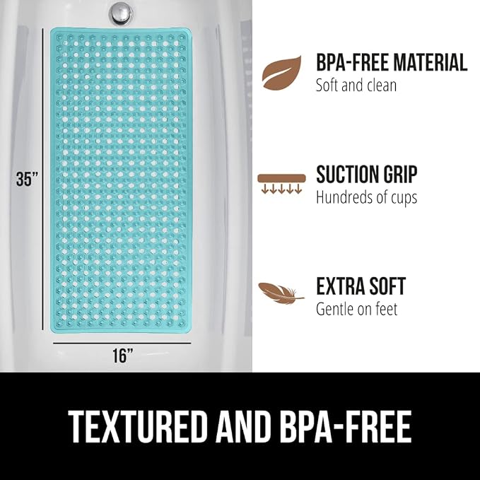 GORILLA GRIP Patented Bath Tub Shower Mat, Machine Washable Bathtub Floor Liner - Image 5
