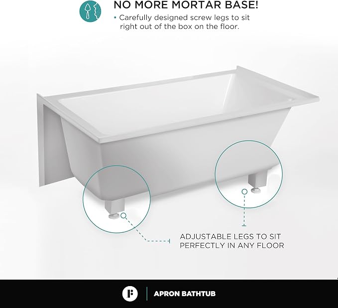 Fine Fixtures Acrylic, Fiberglass Alcove Soaking Bathtub - Image 9