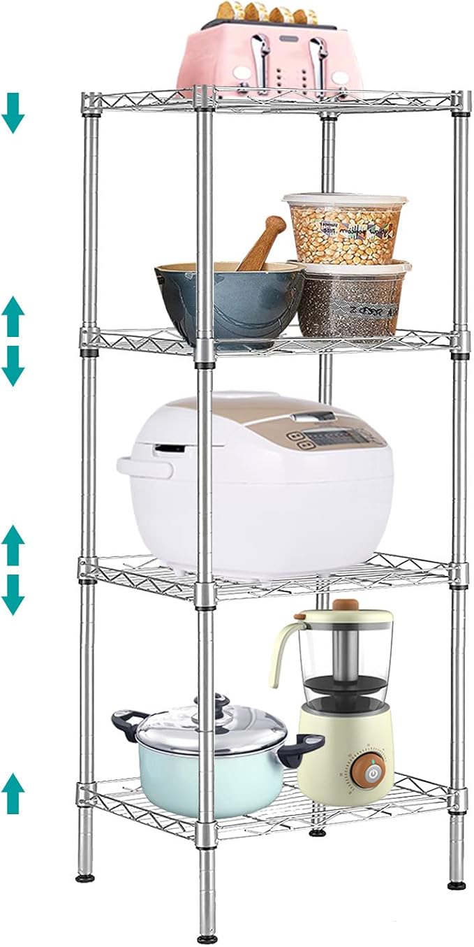 4 Tier Wire Shelving Unit, Height Adjustable Wire Shelves by BNSPLY