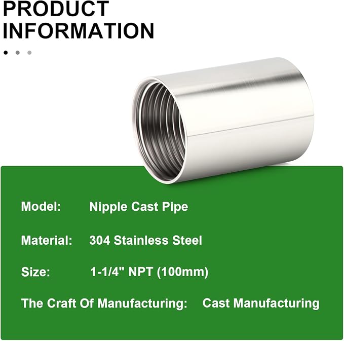 TAISHER 1PCS Stainless Steel Pipe Fittings, 1-1/4" NPT Female x 1-1/4" NPT - Image 5