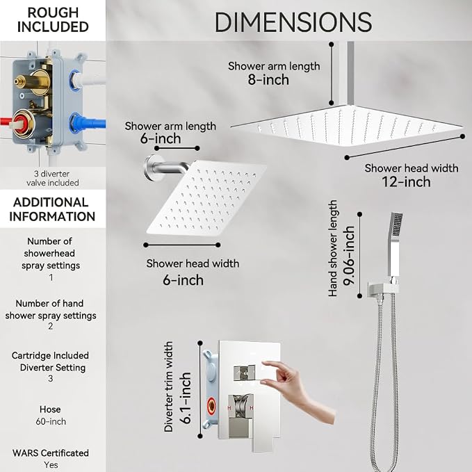 Shower Faucet Set Shower Systems, STARBATH 3 Way Shower Faucet - Image 6