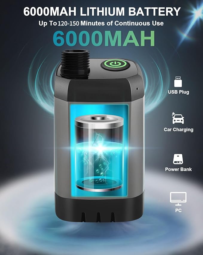 AUTOPkio Portable Camping Shower, 6000mAh Rechargeable Camp Shower Pump - Image 2