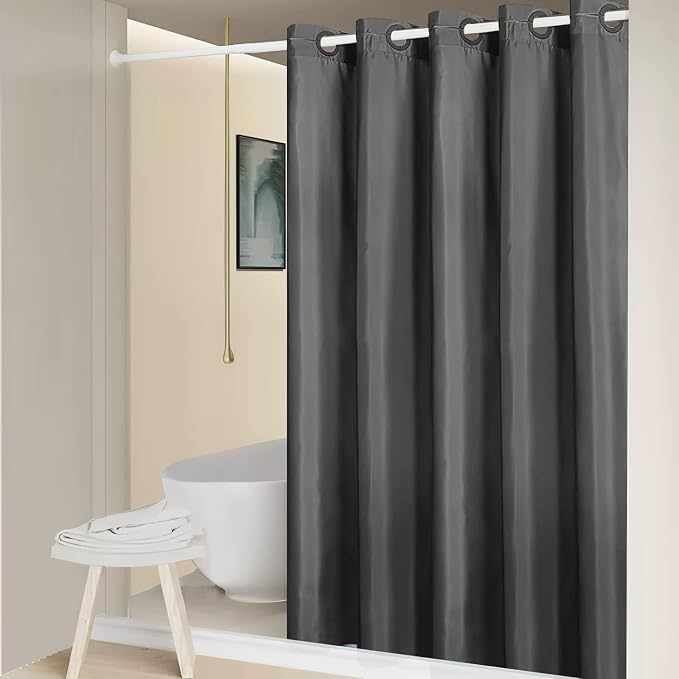 Furlinic No Hook Extra Wide Shower Curtain, Polyester Fabric Shower Curtain - Image 5