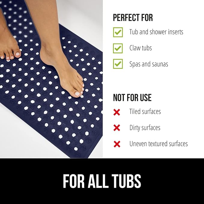 GORILLA GRIP Patented Bath Tub Shower Mat, Machine Washable Bathtub Floor Liner - Image 6