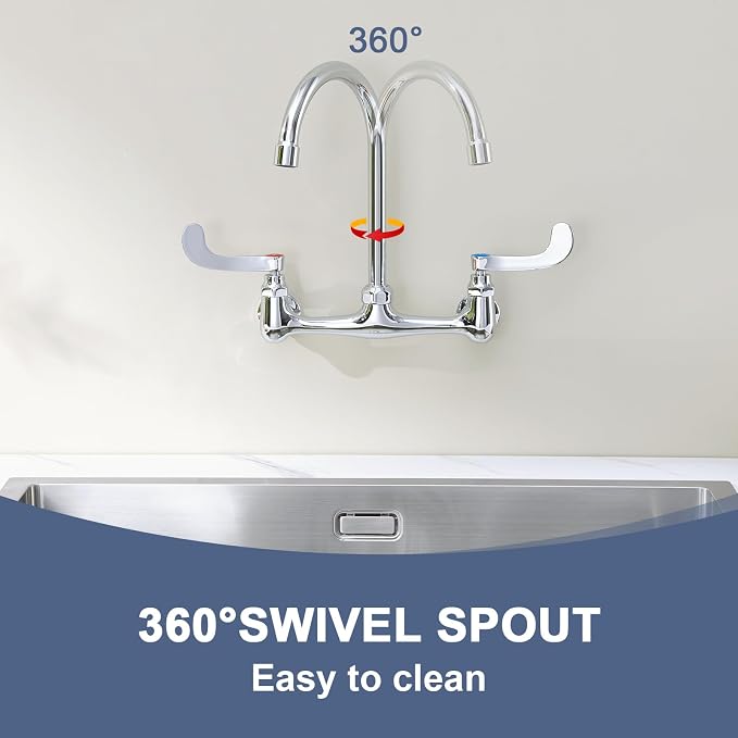 Wall Mount Commercial Sink Faucet Long Handles Wall Mounted Kitchen Faucet 8 - Image 7