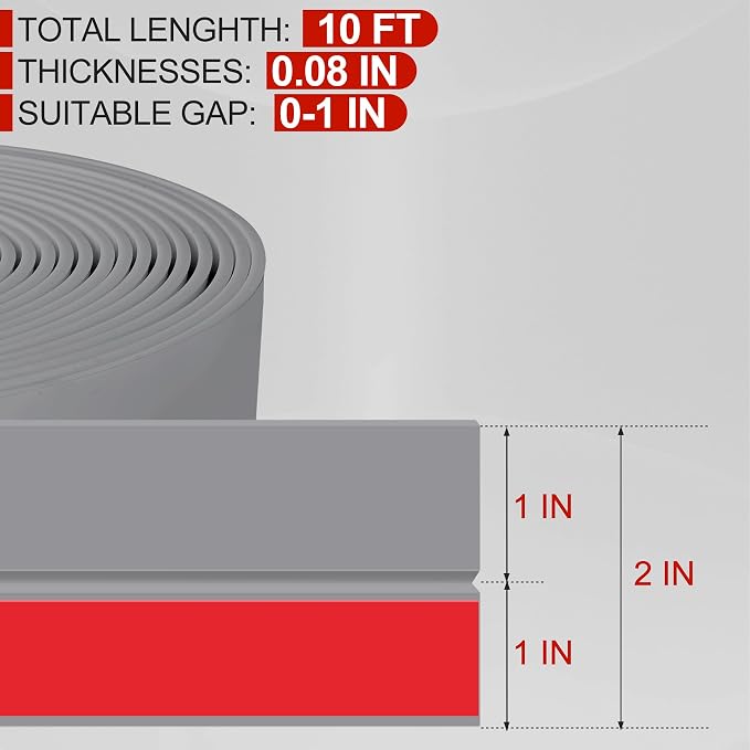 MYFAMIREA Door Weather Stripping 2IN x 10FT Door Draft Stopper Seal Tape - Image 2