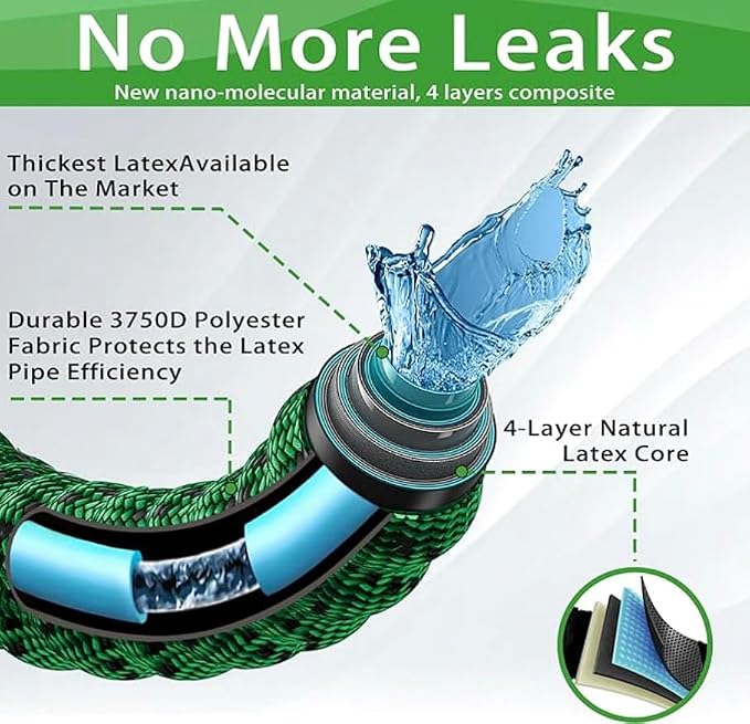 J&B XpandaHose 100ft Expandable Garden Hose – Ultra-Strong 3750D, 4-Layer Latex - Image 4