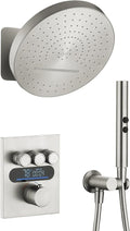 Lefton Shower System in Fahrenheit Display, 13” Overhead Round Rainfall Shower by LeftonSanitary