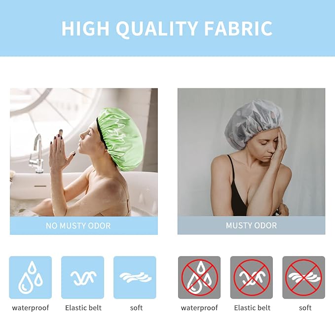 Aquior Shower Cap, Premium Soft Silky Satin Reusable Hair Cap - Image 6