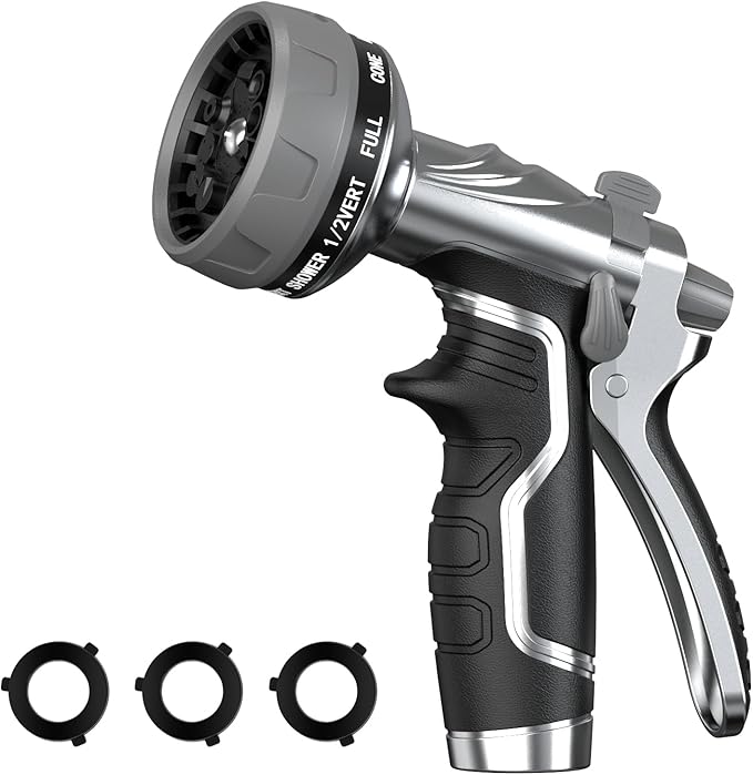 Garden Hose Nozzle, Heavy Duty Metal Water Hose Nozzle by HmiL-U