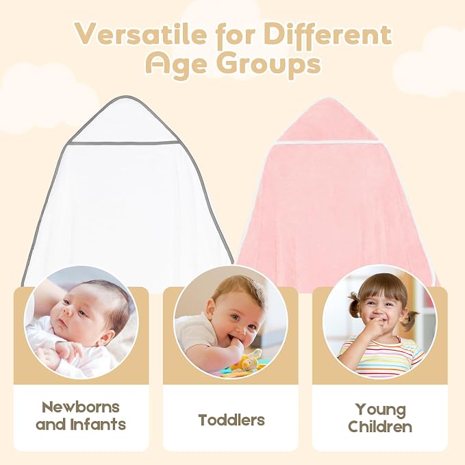 Hooded Towel for Newborn, 2 Pack Soft Coral Fleece Baby Towels, Ultra Absorbent - Image 6