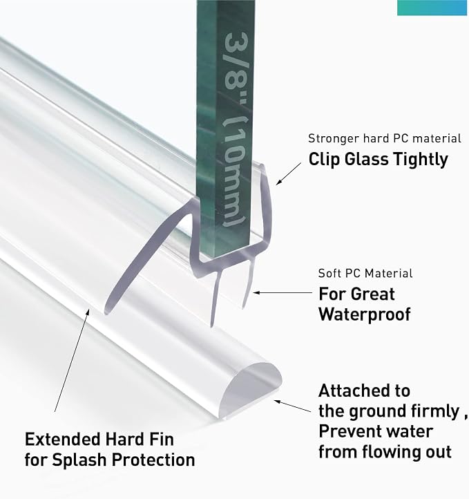 Shower Door Bottom Seal, Frameless Glass Shower Door Seal Strip, Stop Shower - Image 7