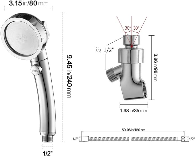 KAIYING Chrome High Pressure Handheld Shower Head - Image 6