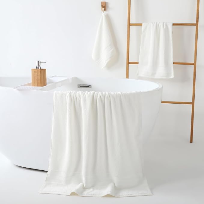 REDKISS Cream Towel Set of 8-100% Cotton Luxury Bath Towels Set - Image 5