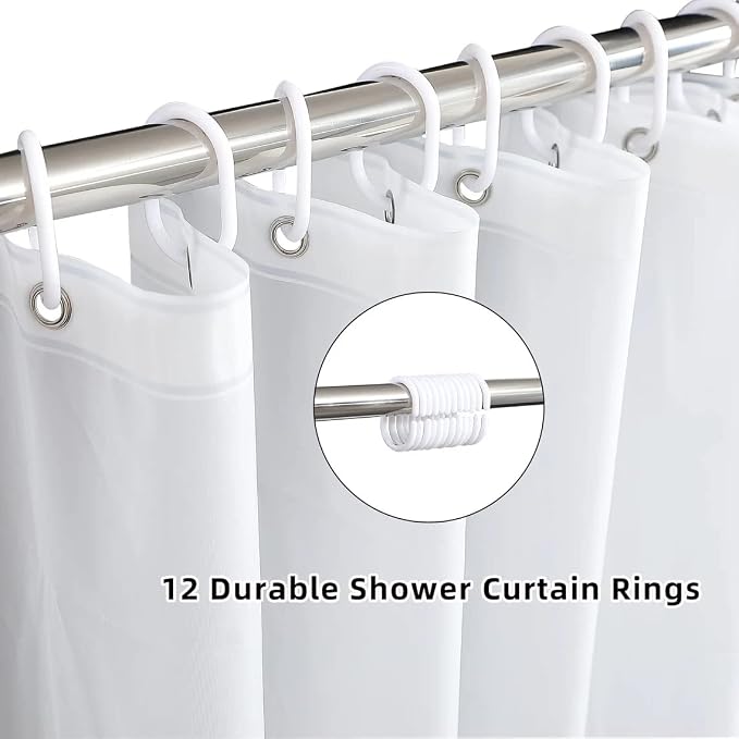 White Shower Curtain Liner 72 x 72 inch Plastic Shower Liner Washable Inside - Image 3