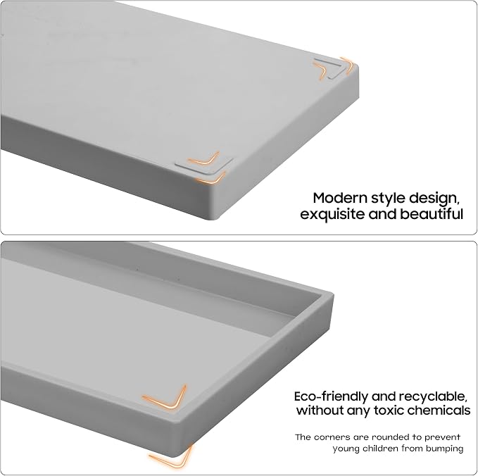 Vanity and Bathroom Tray, 11.8" ABS Countertop Organizer, Waterproof Vanity Tray - Image 7