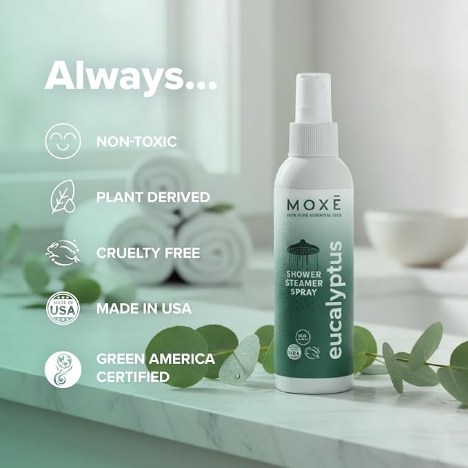 MOXĒ Eucalyptus Oil Shower Mist, Spa Steam Spray, Certified Natural 100% - Image 6