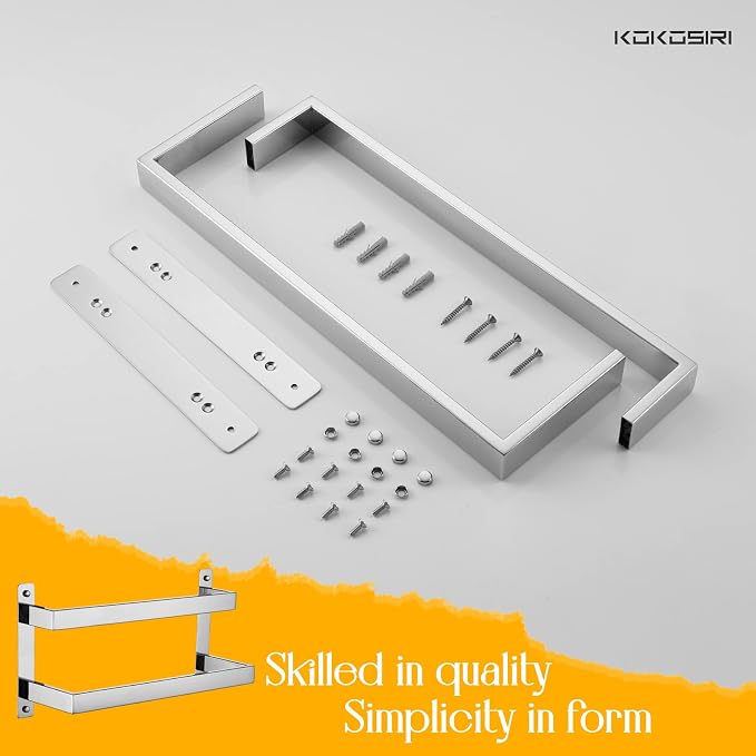 KOKOSIRI Towel Bars Hand Towel Holders 16 Inches Chrome Bathroom 2-Tiers Ladder - Image 8