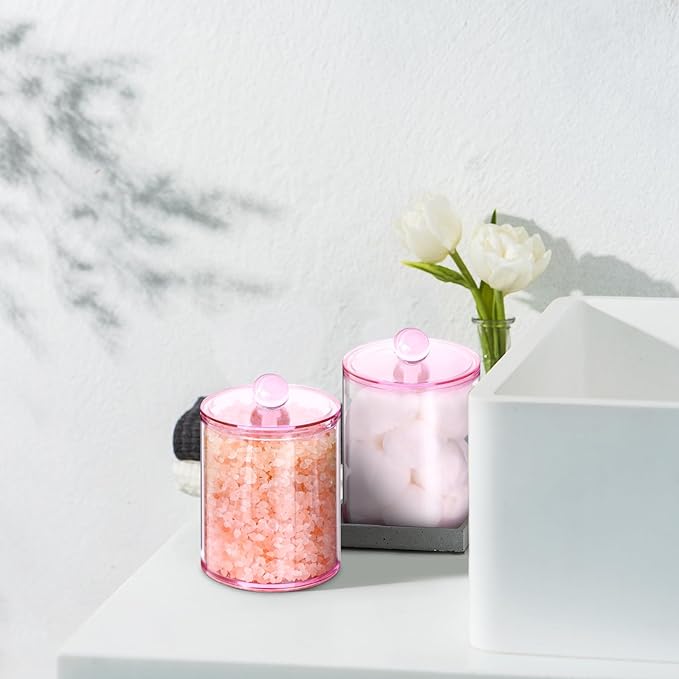 4 Pack Qtip Holder, Canister Apothecary Jar Set, Bathroom Jars - Image 6