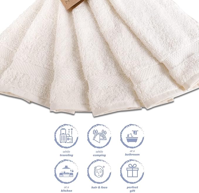 Hencely Premium 6-Pack Washcloths 12x12 Inches Soft Turkish Cotton High - Image 7