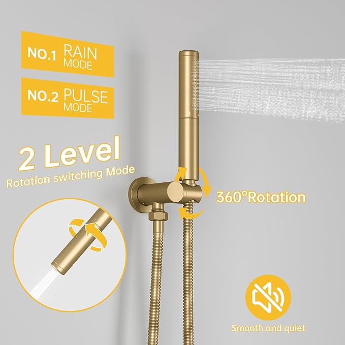 BESy Shower System with 10 Inch Round Rain Shower Head and Handheld Wall Mounted - Image 6