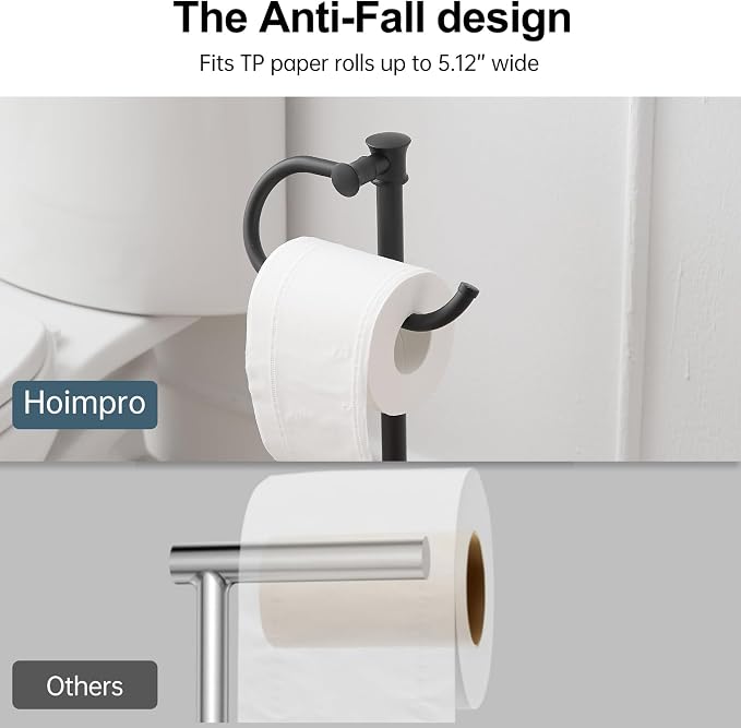 Hoimpro 25" Toilet Paper Holder Free Standing, Floor Bathroom Toilet Paper - Image 4