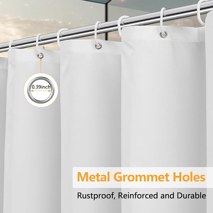 Extra Long Waterproof Fabric Shower Curtain - Image 6