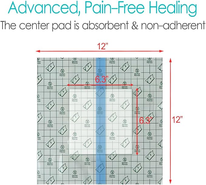 12" x 12" Shower Shields Wound Cover, Large Waterproof Bandages - Image 6