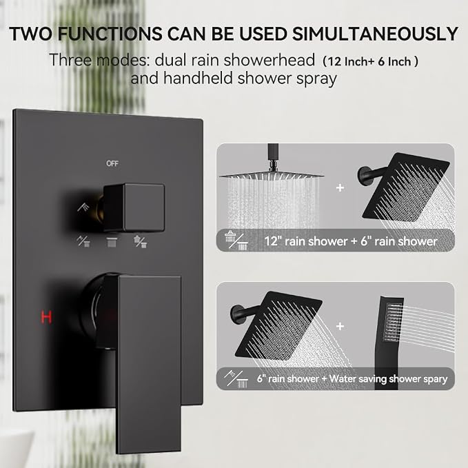 Shower Faucet Set Matte Black Shower Systems, STARBATH 3 Way Shower Faucet - Image 2