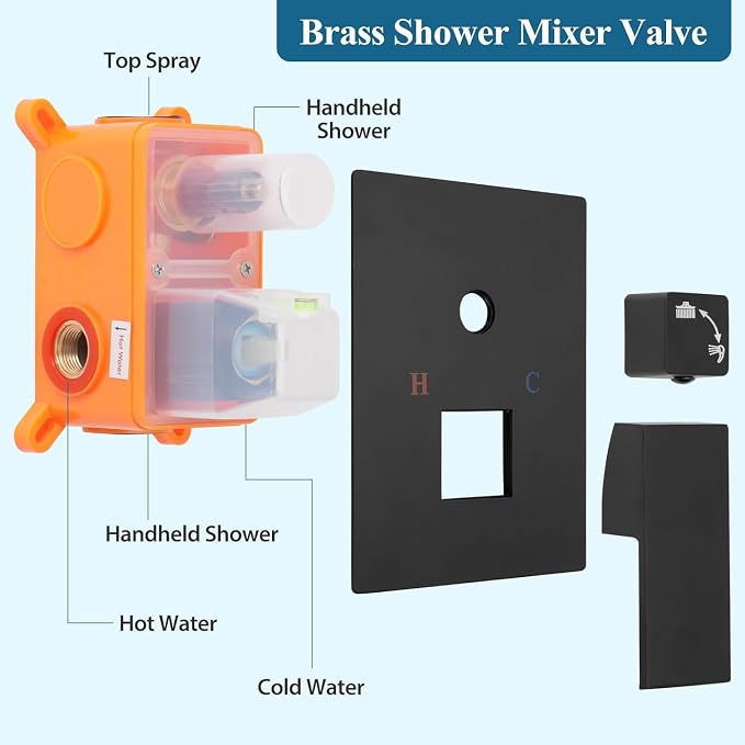 12 Inch Shower Head Set With Valve, Shower Faucet Set With Tub Spout, Rain - Image 7