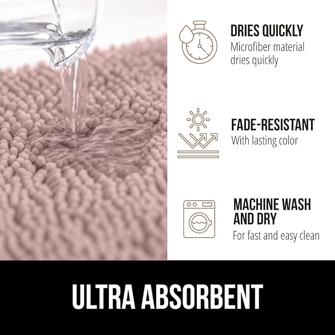 GORILLA GRIP Bath Rug Mat 60x24, Soft Absorbent Chenille, Quick Dry Microfiber - Image 4