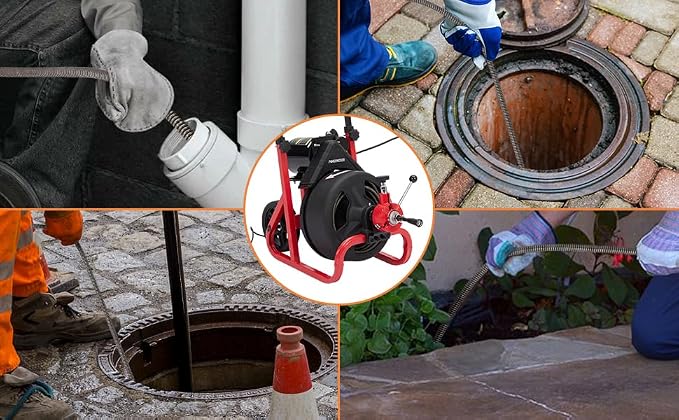 Heavy Duty Electric Drain Cleaner Machine, 75 Ft x 1/2 Inch Sewer Snake - Image 9