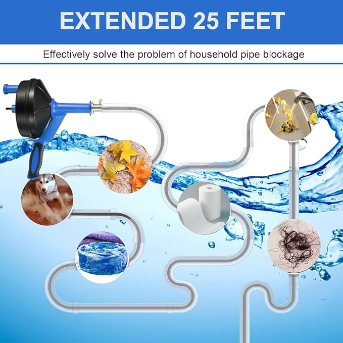 Drain Auger, Clog Remover with Drill Adapter, 25 Feet Flexible Plumbing Snake - Image 7