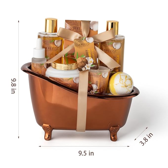 Spa Gift Basket for Women, Coconut & Vanilla Luxury Home Spa Kit, Birthday Gift - Image 7