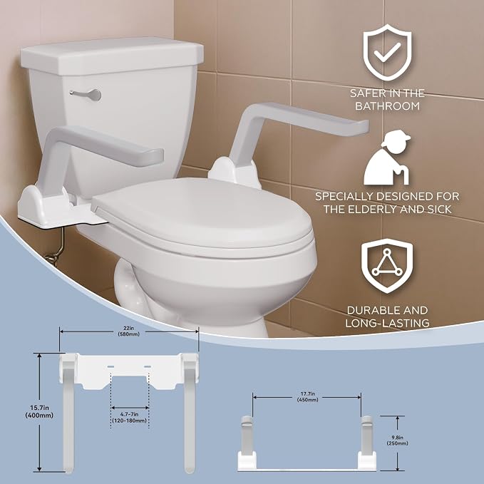 Toilet Safety Rails for Seniors, 500lb Heavy-Duty Toilet Safety Frame, 60° - Image 6