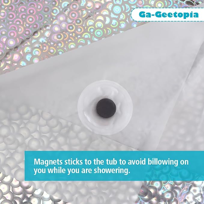Ga-Geetopia Holographic 3D EVA Shower Curtain Liner Circle, 72x72 Premium - Image 7