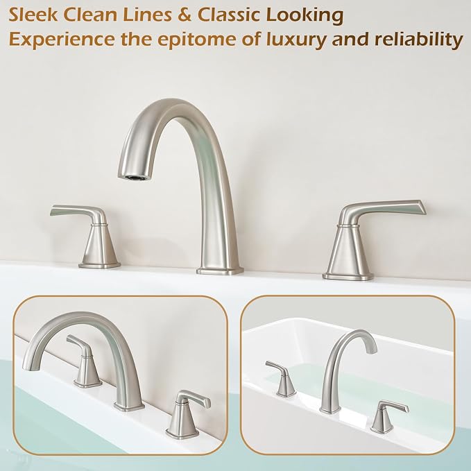 Brass Bathtub Faucet Roman Tub Faucet Gooseneck Tub Filler, Brushed Nickel - Image 7