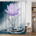 Lotus Shower Curtain Black White Blue Violet Flower Elegant Blooming Floral by showercurtain