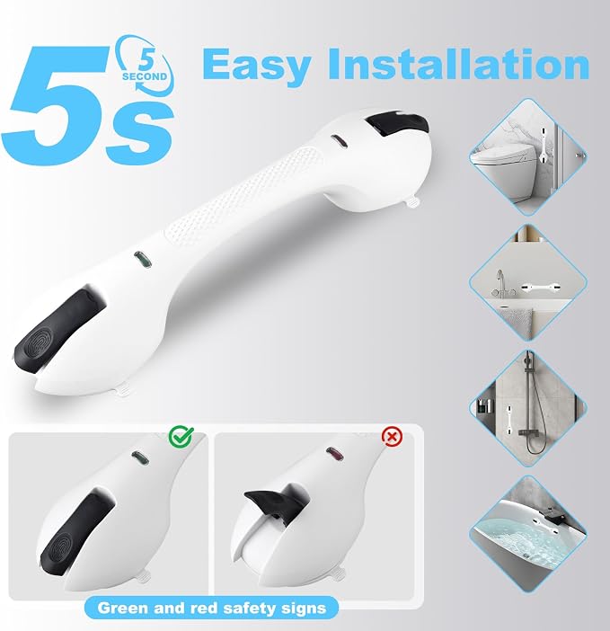 Suction Grab Bars for Bathtubs and Showers, Heavy Duty Shower Handle Removable - Image 4