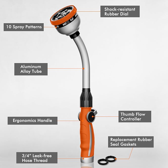 RESTMO Watering Wand Heavy Duty, Metal Garden Hose Wand - Image 2