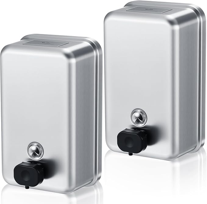 Maxdot 2 Pcs 37 oz/1100 ml Commercial Stainless Steel Soap Dispenser Wall Mount by Maxdot