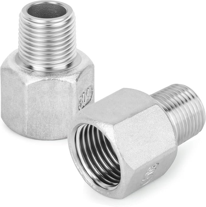 TAISHER 5PCS 304 Stainless Steel Pipe Fitting, 1/4" Male NPTx 1/2" Female NPT - Image 3