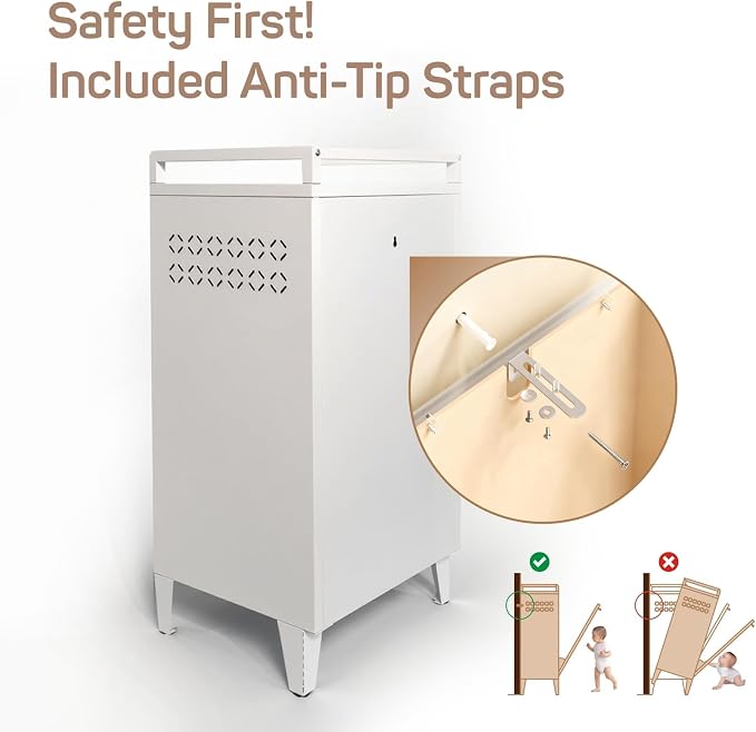 Metal Tilt-Out Laundry Hamper Cabinet, 50L Large-Capacity Hidden Hamper - Image 6