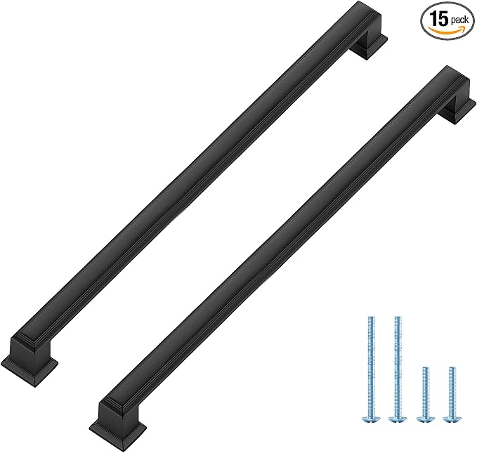 Ravinte Hardware 15 Pack Matte Black Cabinet Pulls, 10 Inch Hole Center Zinc by RavinteHardware