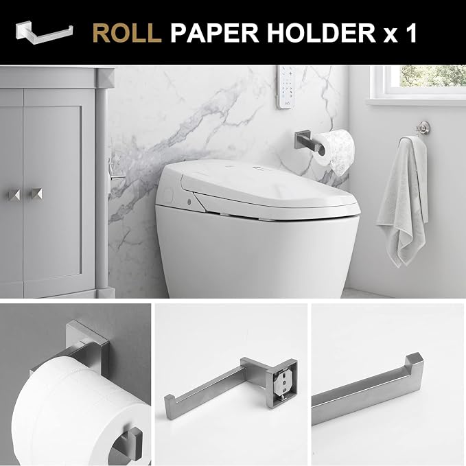 Lava Odoro 5-Piece Bathroom Hardware Accessories Set Brushed Nickel, Bathroom - Image 3