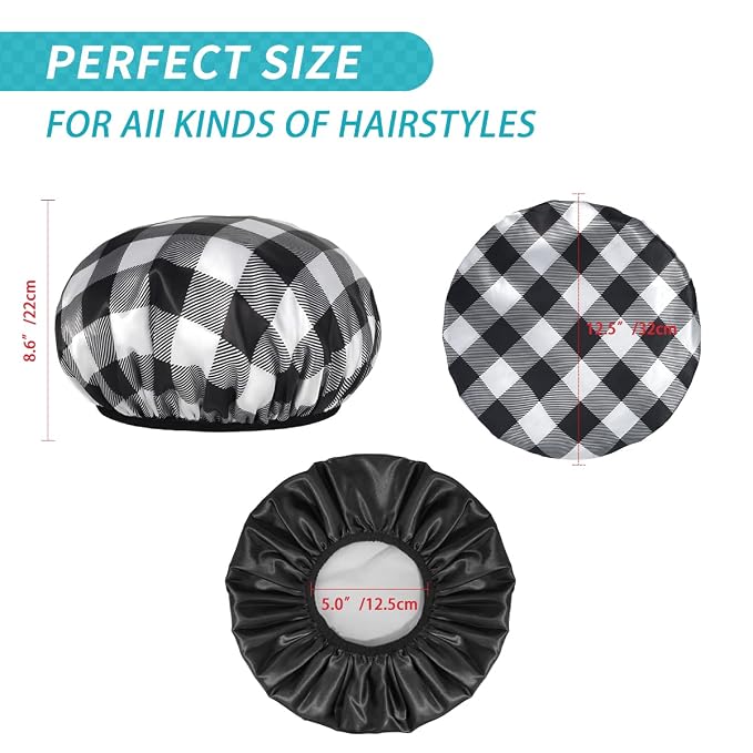 Aquior Shower Cap, Premium Soft Silky Satin Reusable Hair Cap - Image 3