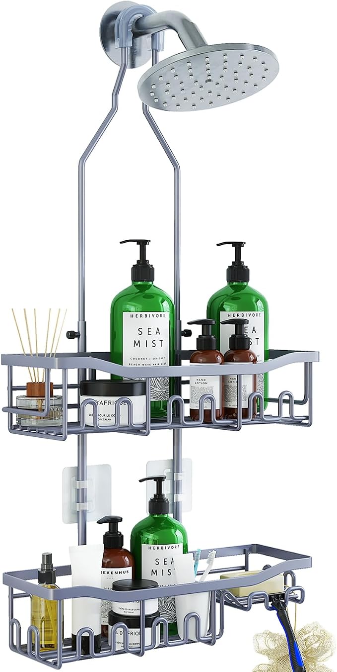 Shower Caddy, Upgraded Extended Length Shower Caddy Over Showerhead No Blocking by Joqixon