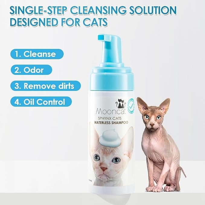 Mooncat Sphynx Cat Waterless Shampoo, Vet Approved No-Rinse Foam - Image 8