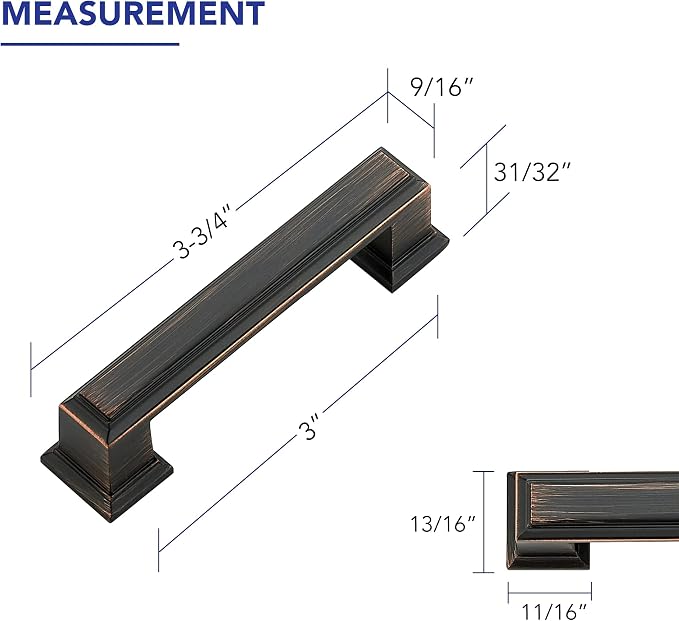Ravinte Hardware 5 Pack Oil Rubbed Bronze Cabinet Pulls, 3 Inch Hole Center - Image 2